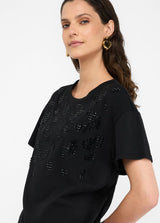 LIU.JO T-SHIRT PRETA COM STRASS