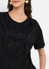 LIU.JO T-SHIRT PRETA COM STRASS