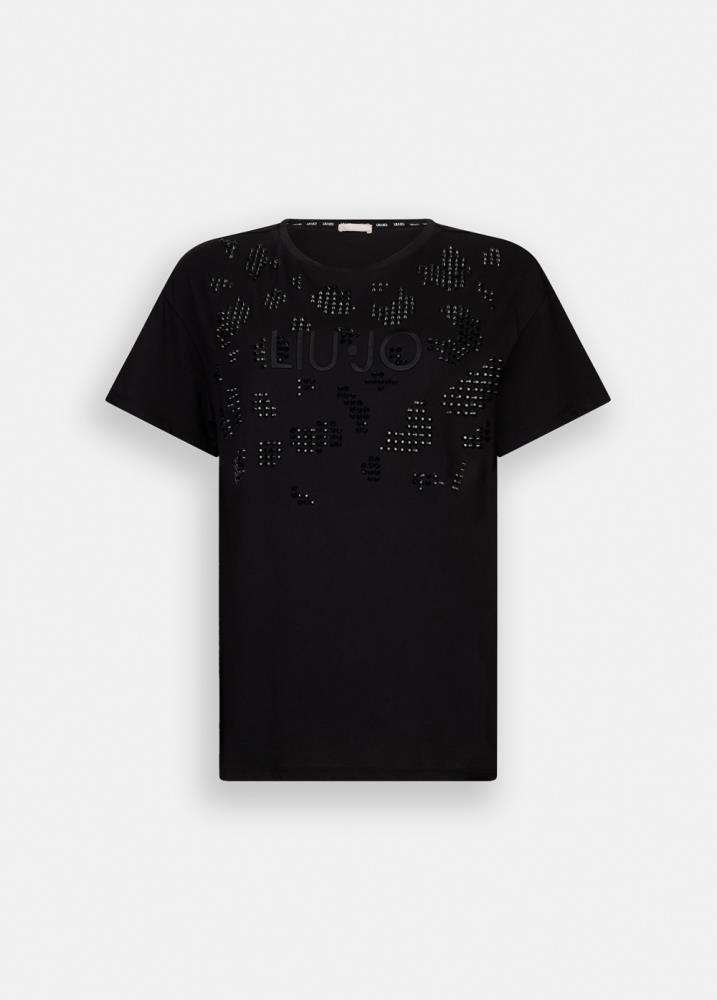 LIU.JO T-SHIRT PRETA COM STRASS