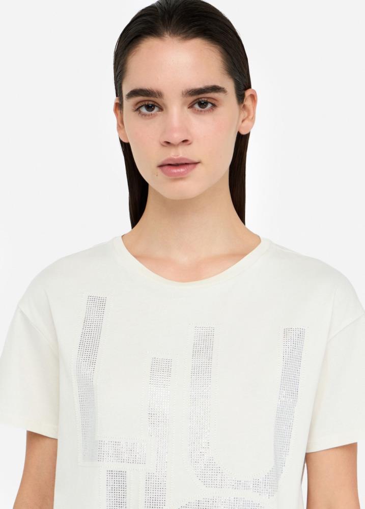 LIU.JO T-SHIRT LOGO EM STRASS