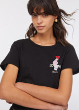 LIU.JO T-SHIRT COM ESTAMPA DE LOVE EM STRASS