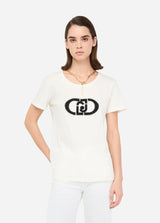 LIU.JO T-SHIRT COM LOGO A PEROLAS