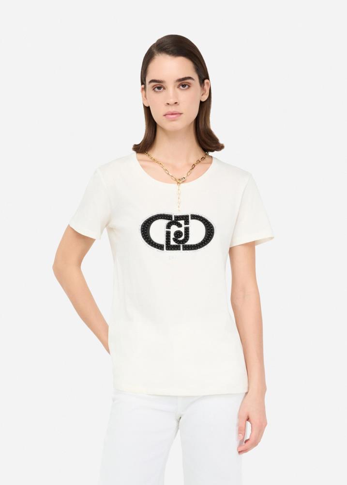 LIU.JO T-SHIRT COM LOGO A PEROLAS