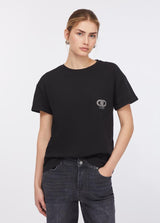 LIU.JO T  -SHIRT PRETA COM LOGO STRASS