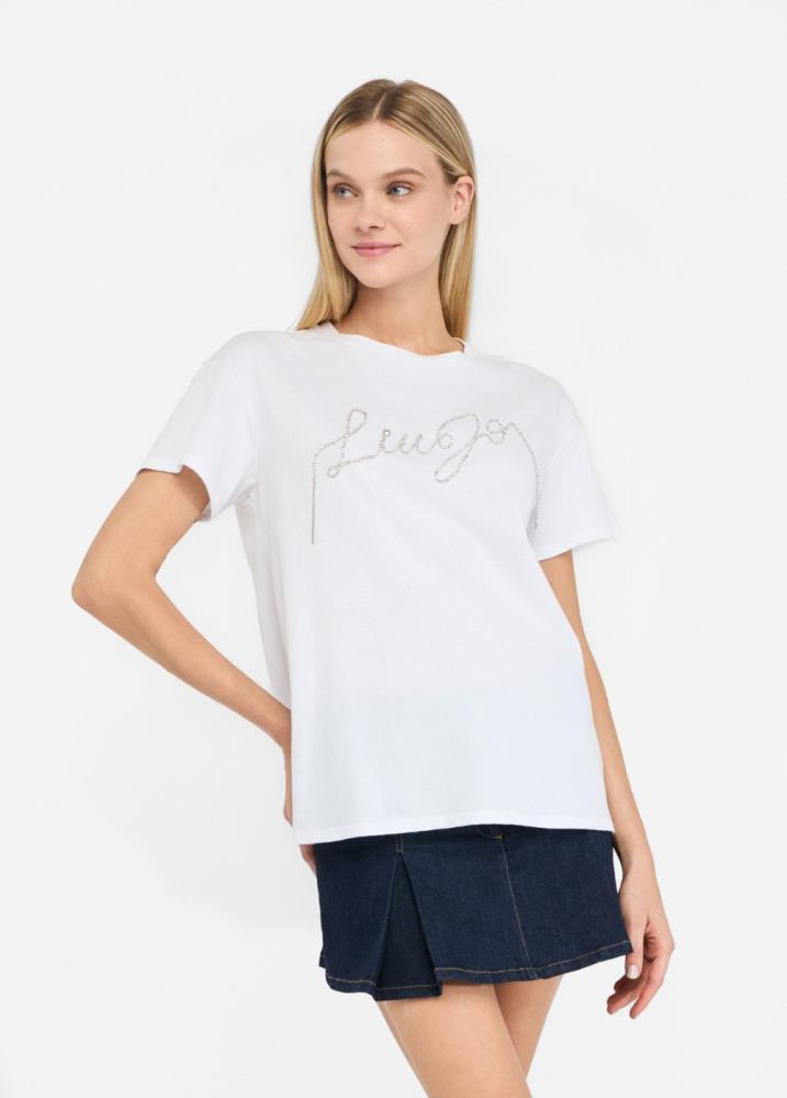 LIU.JO T-SHIRT COM LOGO EM STRASS