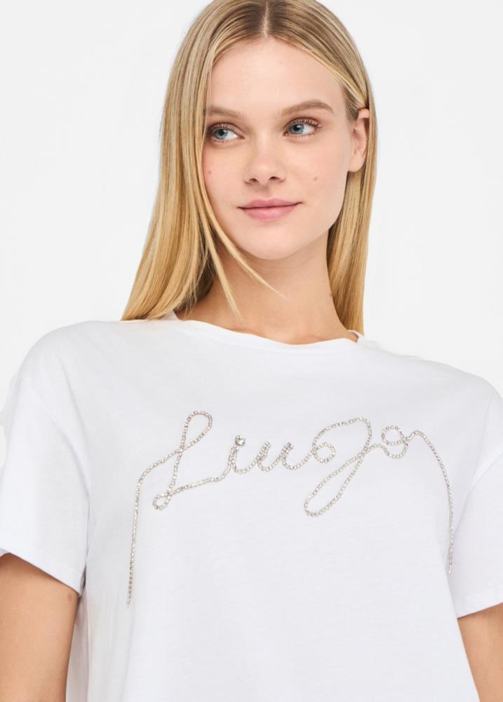 LIU.JO T-SHIRT COM LOGO EM STRASS
