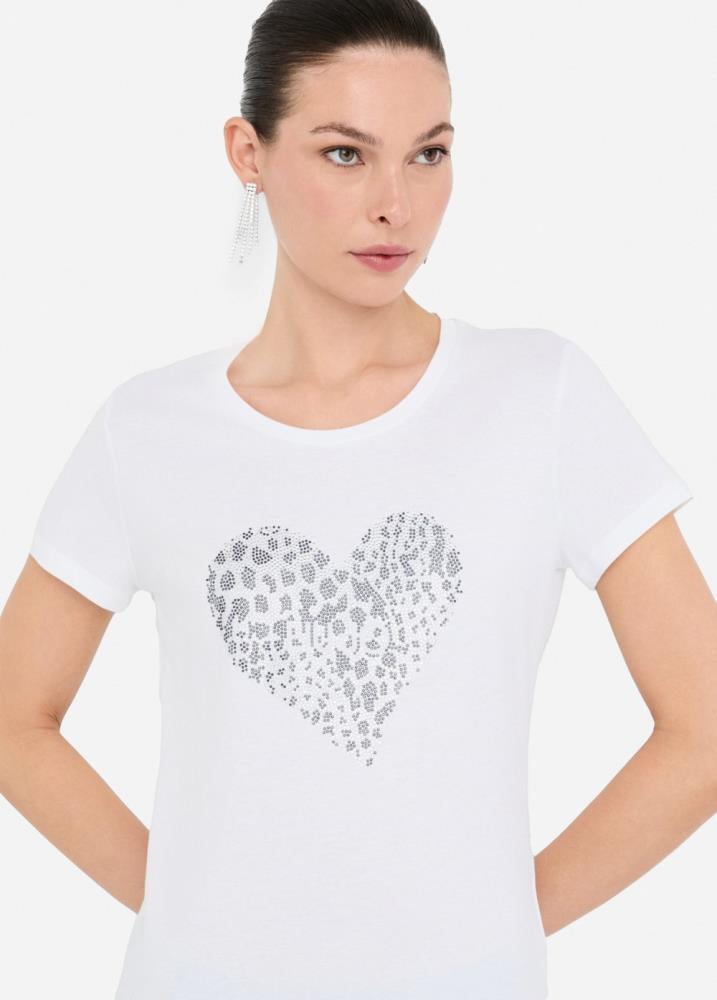 LIU.JO T-SHIRT COM CORAÇÃO EM STRASS