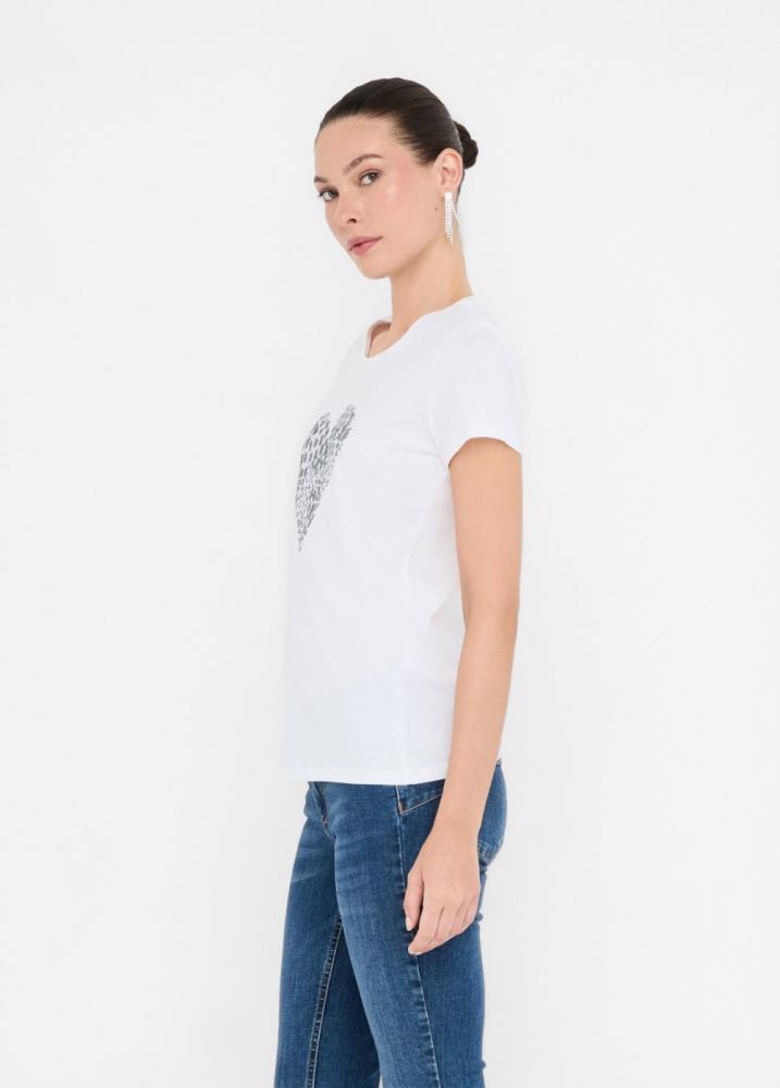 LIU.JO T-SHIRT COM CORAÇÃO EM STRASS