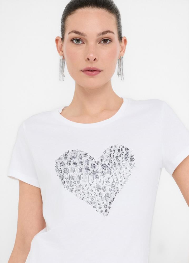 LIU.JO T-SHIRT COM CORAÇÃO EM STRASS