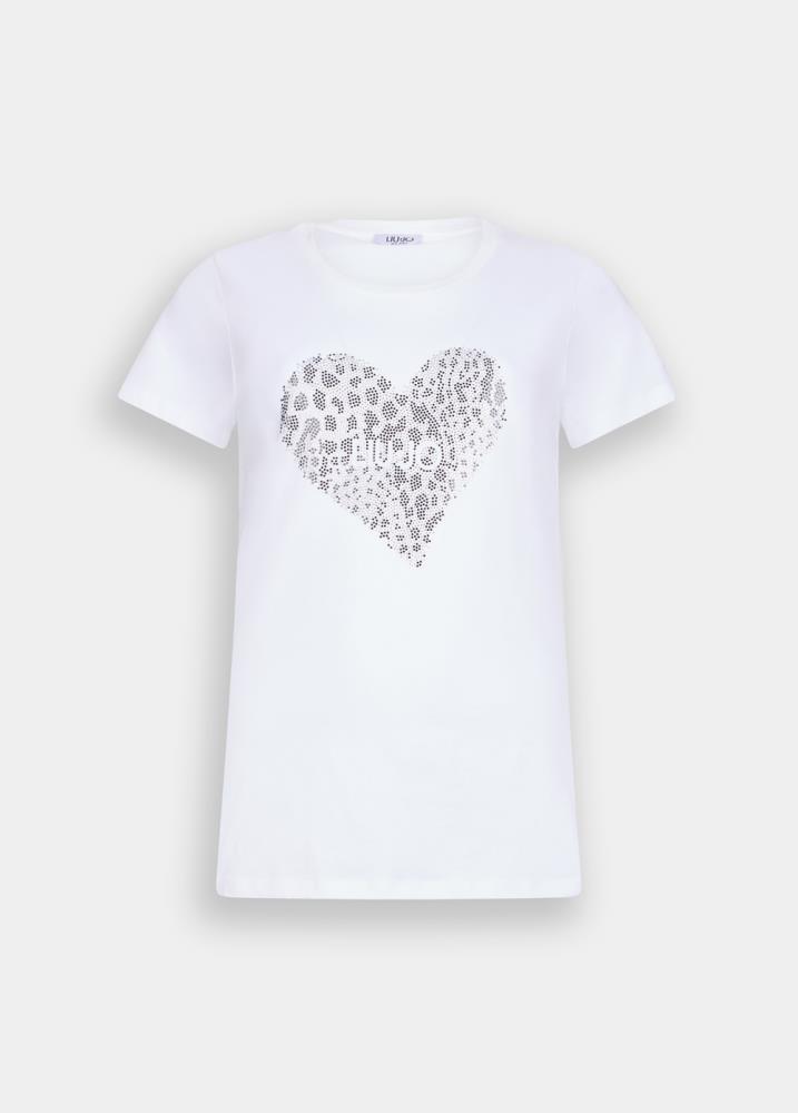 LIU.JO T-SHIRT COM CORAÇÃO EM STRASS