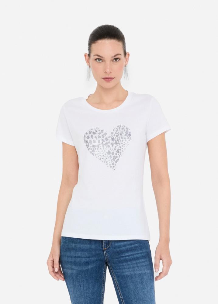 LIU.JO T-SHIRT COM CORAÇÃO EM STRASS