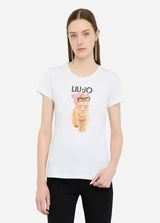 LIU.JO T-SHIRT COM ESTAMPA EM STRASS