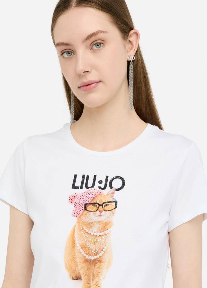 LIU.JO T-SHIRT COM ESTAMPA EM STRASS