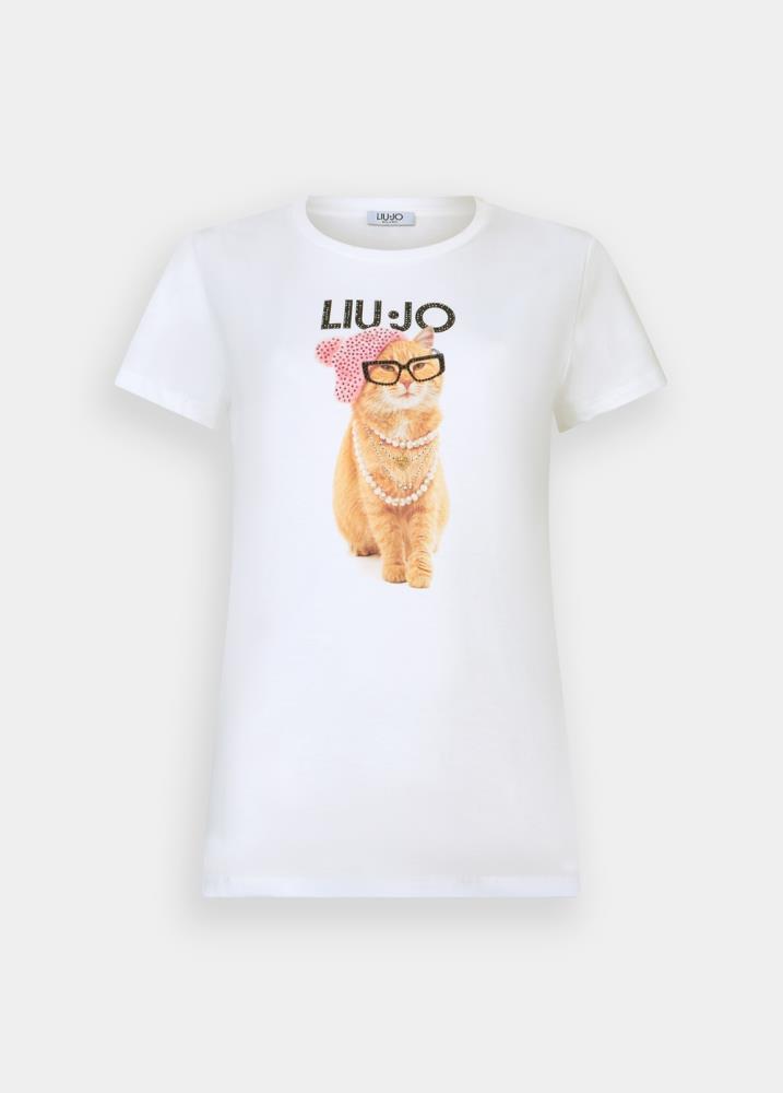LIU.JO T-SHIRT COM ESTAMPA EM STRASS