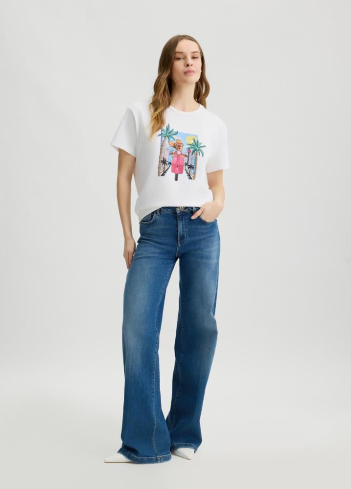 LIU- JO T-SHIRT ESTAMPADA EM STRASS