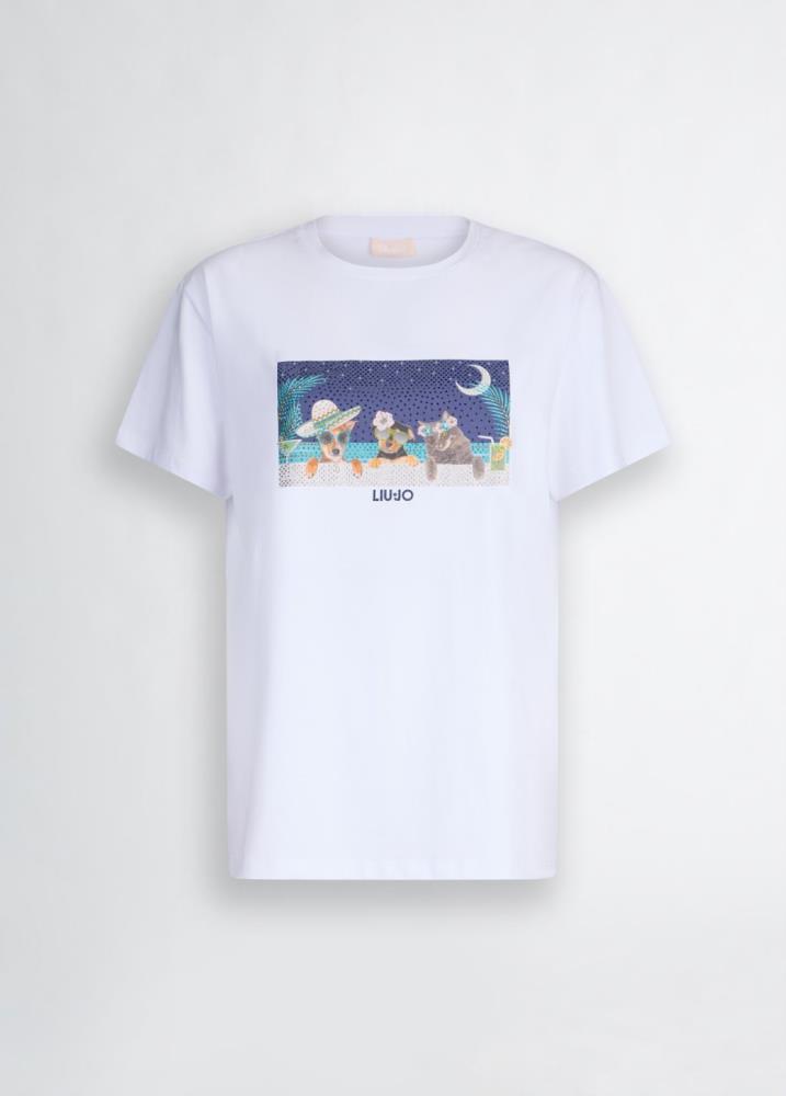 LIU.JO T-SHIRT ESTAMPADA COM STRASS