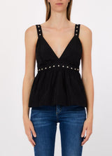 LIU.JO TOP PRETO COM TACHAS