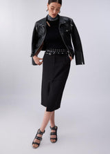 LIU.JO SAIA PRETA COM TACHAS