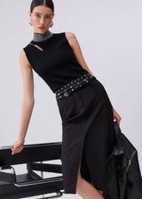 LIU.JO SAIA PRETA COM TACHAS