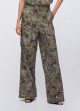 LIU.JO CALÇA CASTANHAS COM ESTAMPADO FLORAL MODELO CARGO