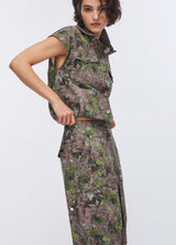 LIU.JO CALÇA CASTANHAS COM ESTAMPADO FLORAL MODELO CARGO