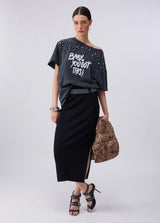 LIU.JO T-SHIRT CINZA COM TACHAS