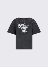LIU.JO T-SHIRT CINZA COM TACHAS