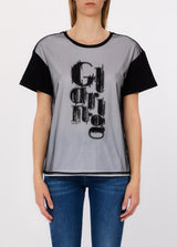 LIU.JO T-SHIRT PRETA COM TULL