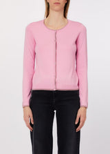 LIU.JO CASACO DE MALHA ROSA COM BOTÕES EM STRASS