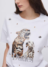 LIU.JO T-SHIRT BRANCA COM ESTAMPADO DE TIGRE