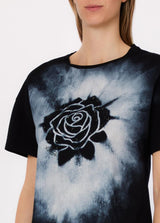 LIU.JO T-SHIRT COM ESTAMPADO DE ROSA COM STRAS