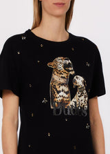 LIU.JO T-SHIRT PRETA COM ESTAMPADO DE TIGRE