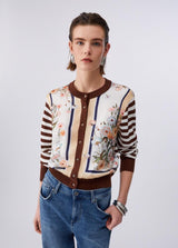 LIU.JO CASACO DE MALHA RISCAS COM ESTAMPADO FLORAL