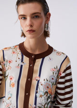 LIU.JO CASACO DE MALHA RISCAS COM ESTAMPADO FLORAL