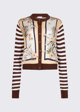LIU.JO CASACO DE MALHA RISCAS COM ESTAMPADO FLORAL