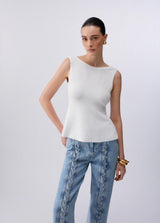 LIU.JO TOP BRANCO COM RECORTE NA PARTE DE TRÁS