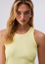 LIU.JO TOP AMARELO CANELADO COM MINI LOGOTIPO