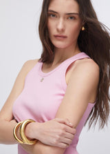 LIU.JO TOP ROSA CANELADO COM MINI LOGO