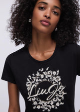 LIU.JO T-SHIRT COM STRASS NO LOGO