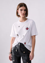 LIU.JO T-SHIRT BRANCA COM CORAÇÃO STRASS