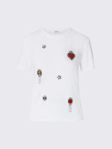 LIU.JO T-SHIRT BRANCA COM CORAÇÃO STRASS