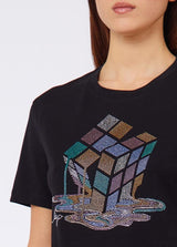 LIU.JO T-SHIRT PRETA COM STRASS