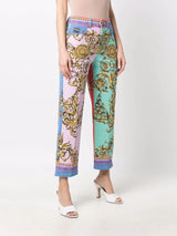 VERSACE JEANS COUTURE BAROQUE PATTERN PRINT CROPPED JEANS